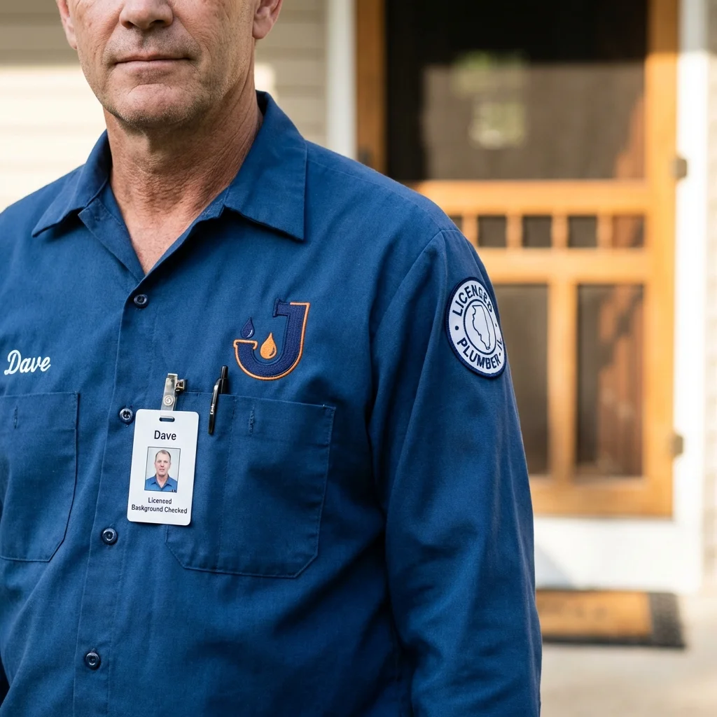 Licensed plumber showing ID badge in Russell Springs, KY