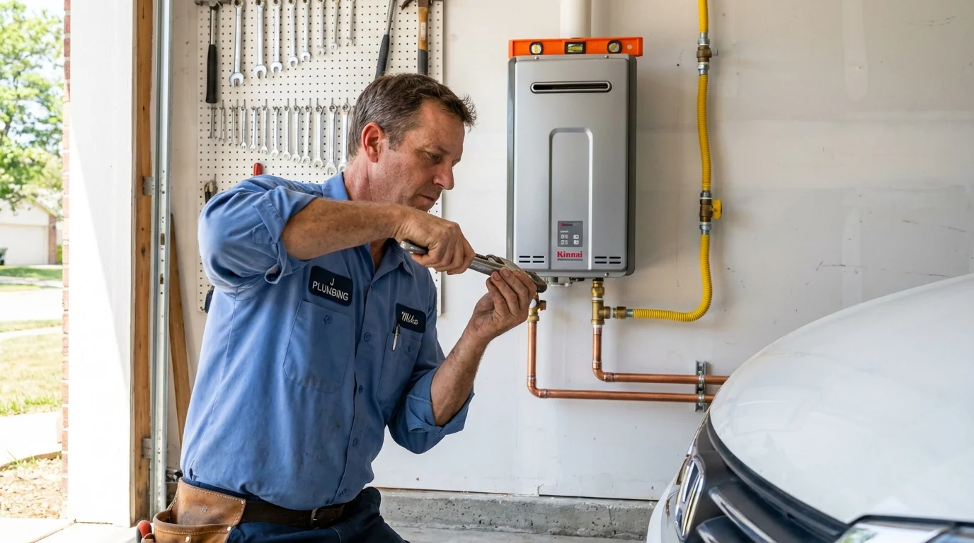 Tankless water heater installation by a Johns Plumbing LLC plumber in Russell Springs
